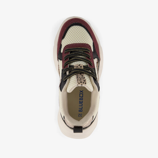 Meisjes dad sneakers beige bordeaux