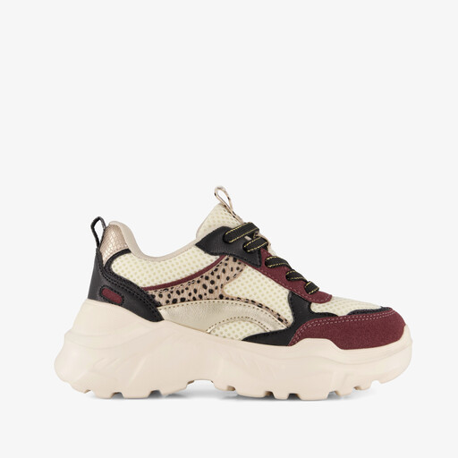 Meisjes dad sneakers beige bordeaux