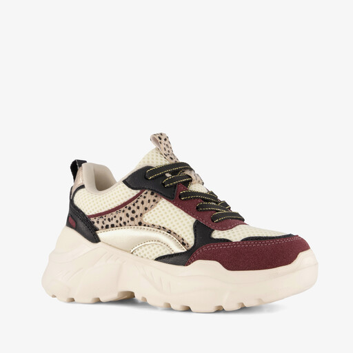 Meisjes dad sneakers beige bordeaux