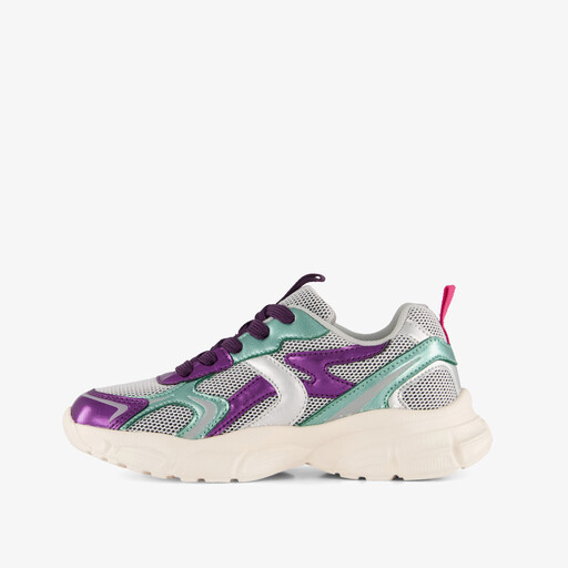Meisjes dad sneakers blauw paars