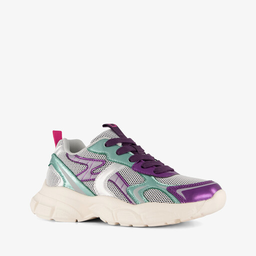 Meisjes dad sneakers blauw paars