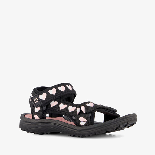 Meisjes sandalen met hartjes zwart