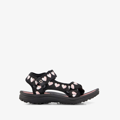 Meisjes sandalen met hartjes zwart