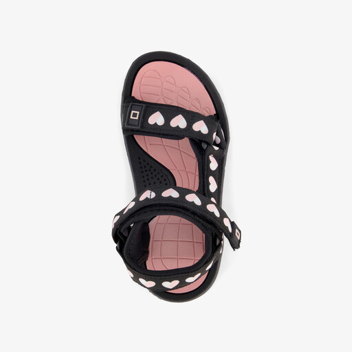 Meisjes sandalen met hartjes zwart