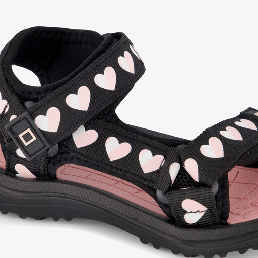 Meisjes sandalen met hartjes zwart