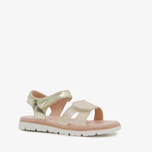 Meisjes sandalen met luipaardprint goud