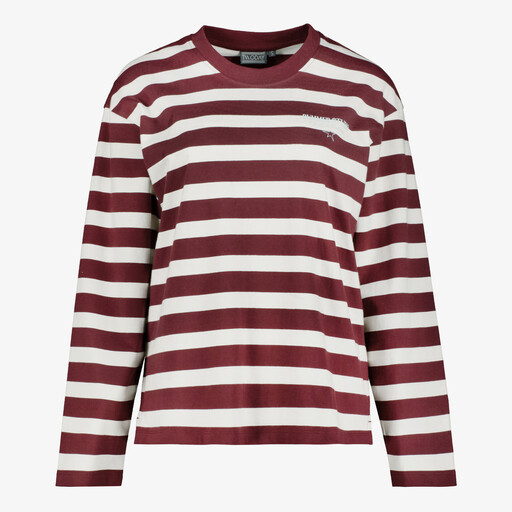 Dames shirt met lange mouwen gestreept wit rood