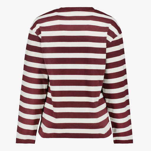 Dames shirt met lange mouwen gestreept wit rood