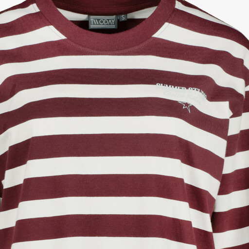Dames shirt met lange mouwen gestreept wit rood