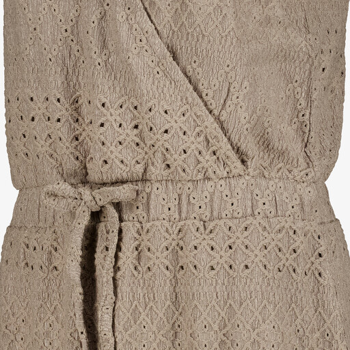 Dames jurk met ajour details taupe