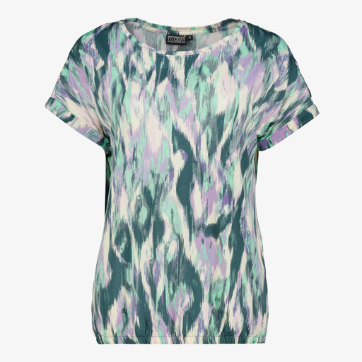 Dames top met print groen blauw