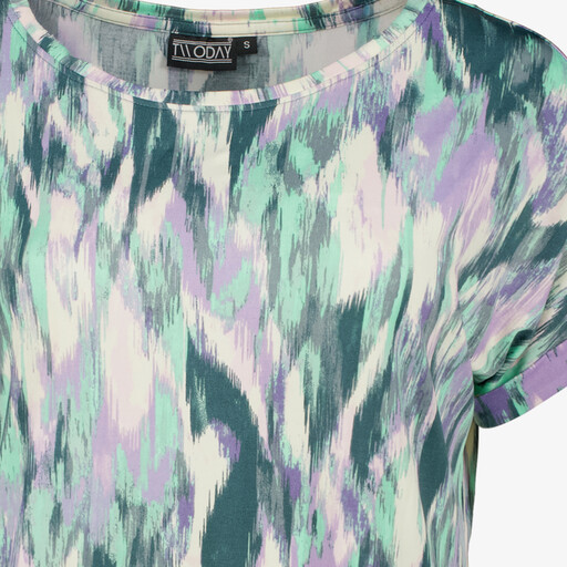 Dames top met print groen blauw