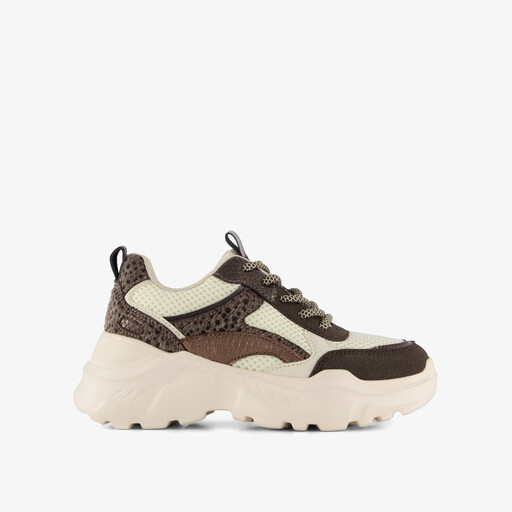 Meisjes dad sneakers beige bruin