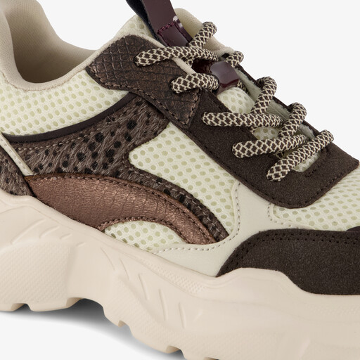 Meisjes dad sneakers beige bruin