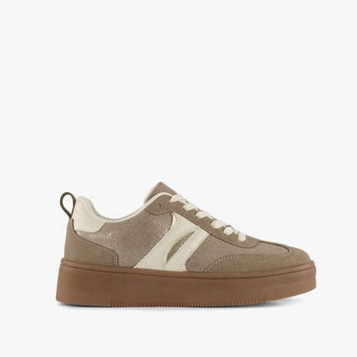 Metallic dames sneakers beige