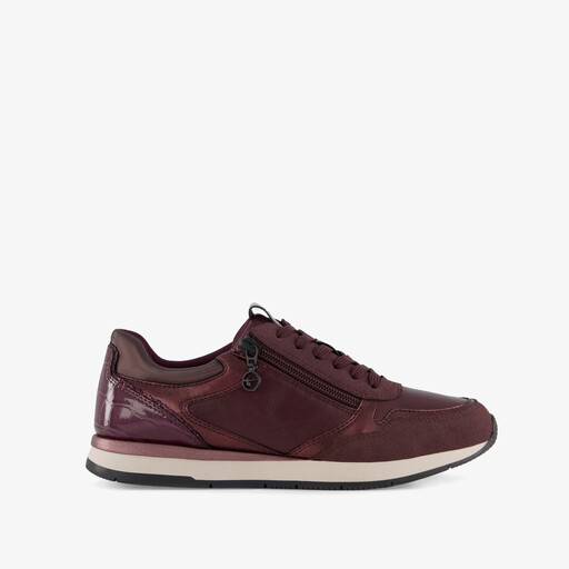 Dames sneakers met rits bordeauxrood