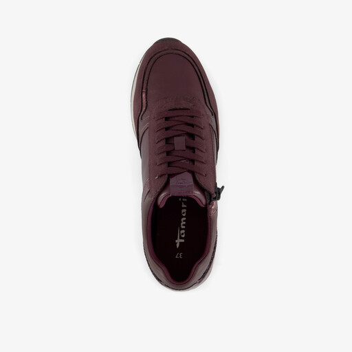 Dames sneakers met rits bordeauxrood