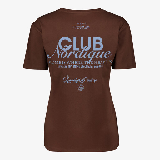 Dames T-shirt met backprint bruin
