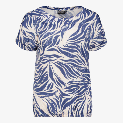 Dames top met print blauw wit