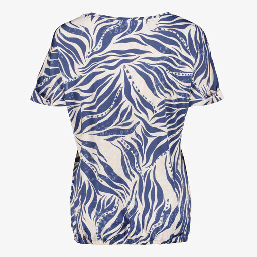 Dames top met print blauw wit