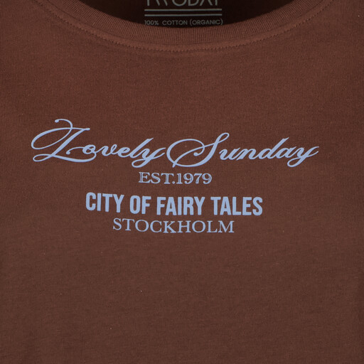 Dames T-shirt met backprint bruin