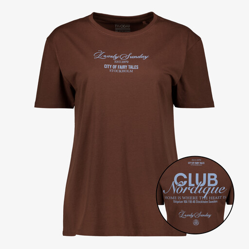 Dames T-shirt met backprint bruin