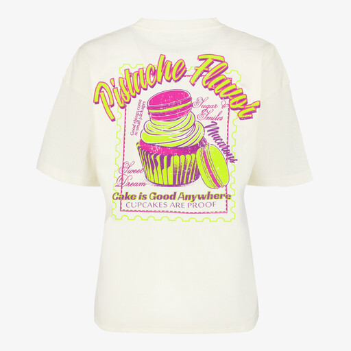 Dames T-shirt met backprint ecru
