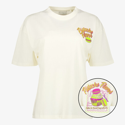 Dames T-shirt met backprint ecru
