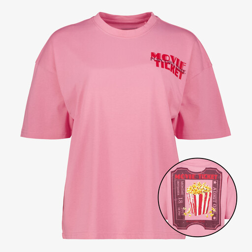 Dames T-shirt met film backprint roze