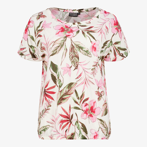 Dames top met bloemenprint wit