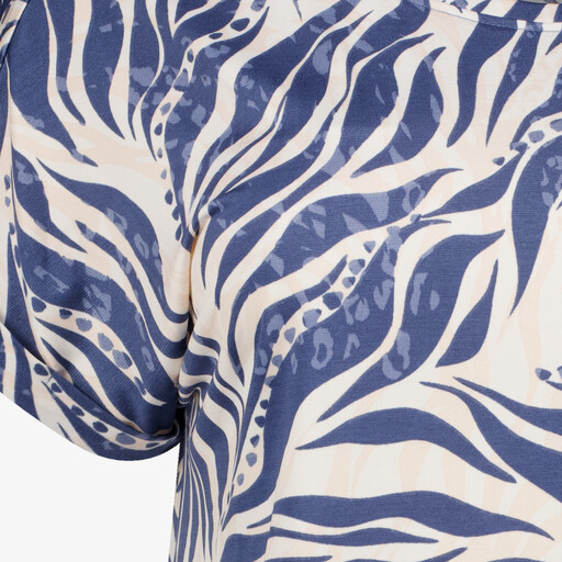 Dames top met print blauw wit