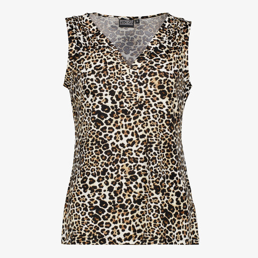 Dames top met panterprint bruin