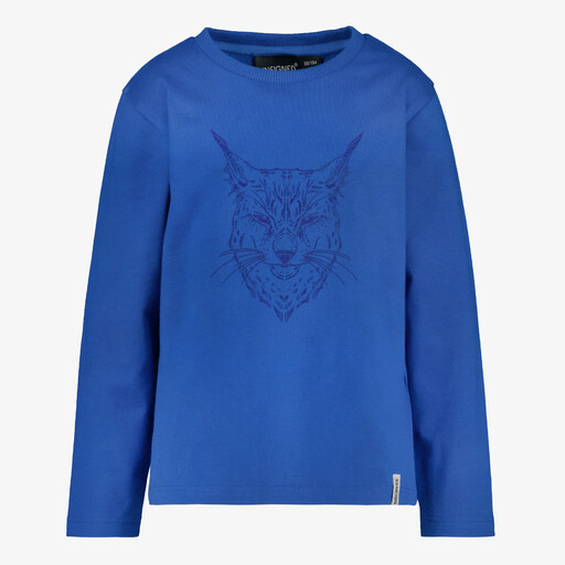 Jongens shirt met lange mouwen en lynx opdruk blauw