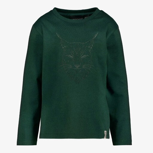 Jongens shirt met lange mouwen en lynx opdruk groen