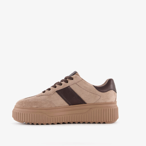 Dames sneakers met plateauzool beige