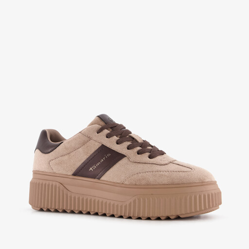 Dames sneakers met plateauzool beige