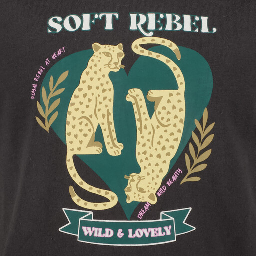 Meisjes T-shirt met panter antraciet