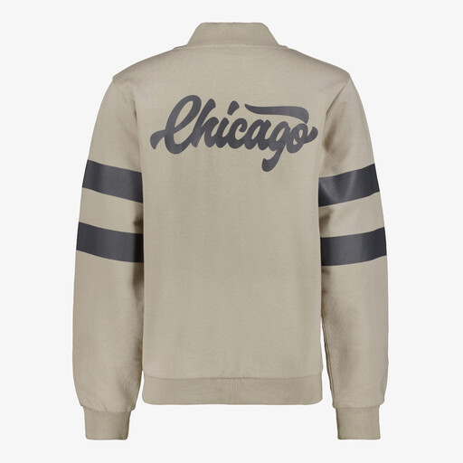 Jongens baseball vest met backprint beige