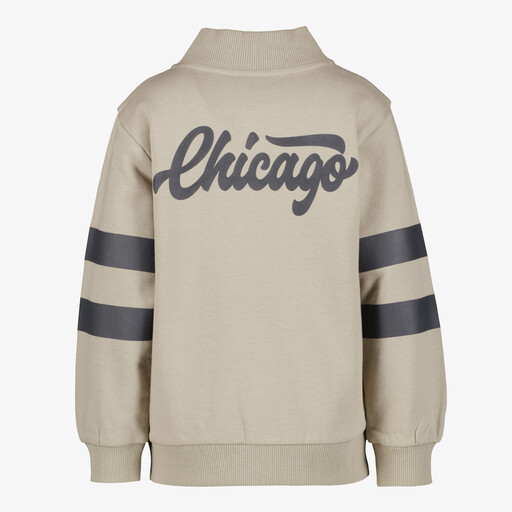 Jongens baseball vest met backprint beige
