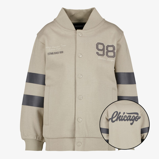 Jongens baseball vest met backprint beige