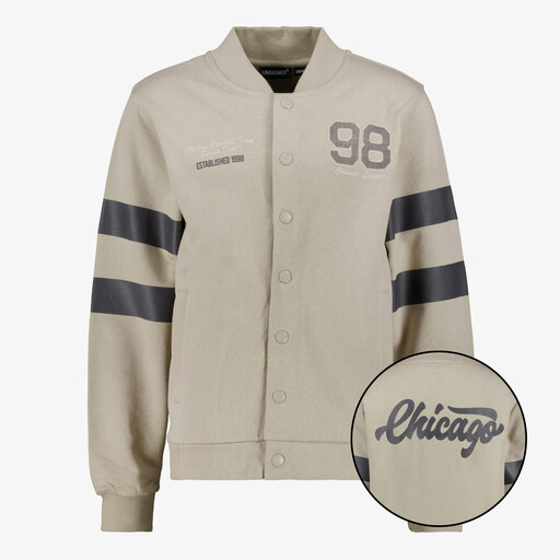 Jongens baseball vest met backprint beige