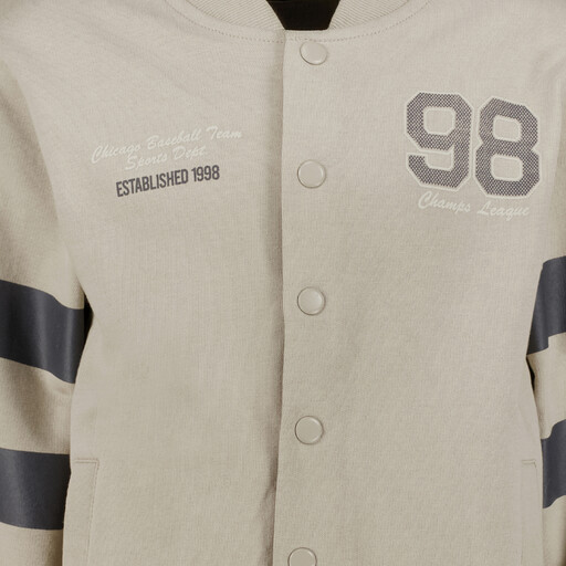 Jongens baseball vest met backprint beige