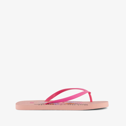 Dames teenslippers met bloemenprint roze