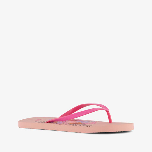 Dames teenslippers met bloemenprint roze
