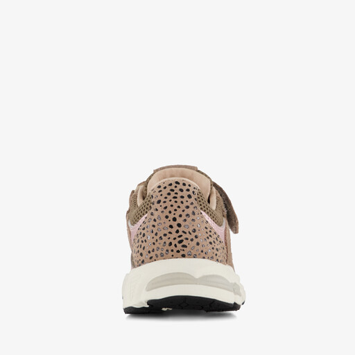 Leren meisjes sneakers met metallic details bruin