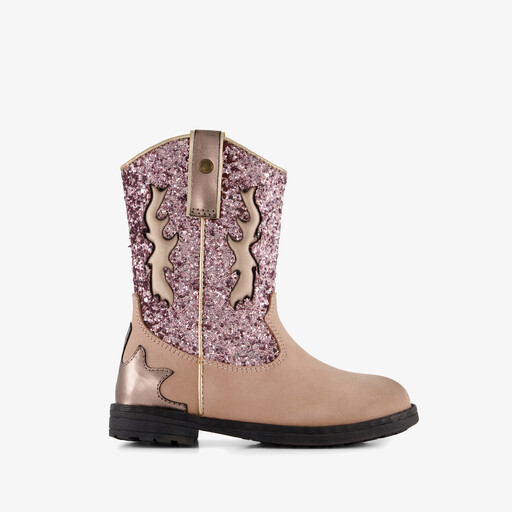 Leren meisjes cowboylaarzen roze beige
