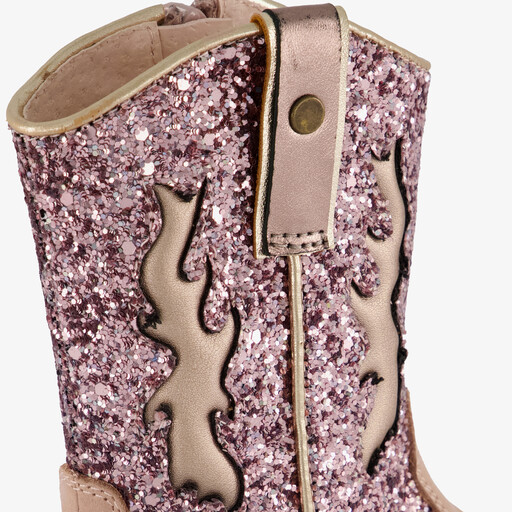 Leren meisjes cowboylaarzen roze beige