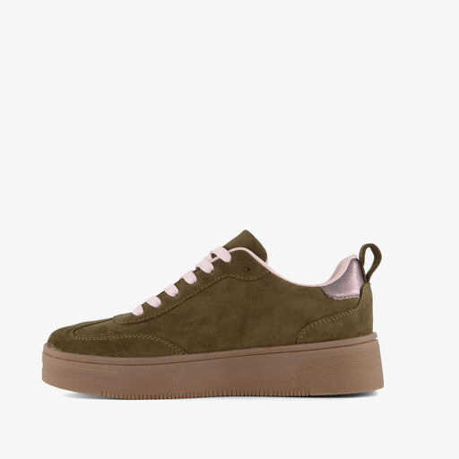 Dames sneakers donkergroen roze