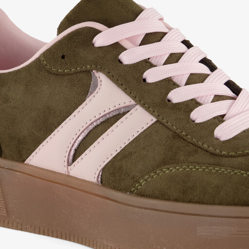 Dames sneakers donkergroen roze