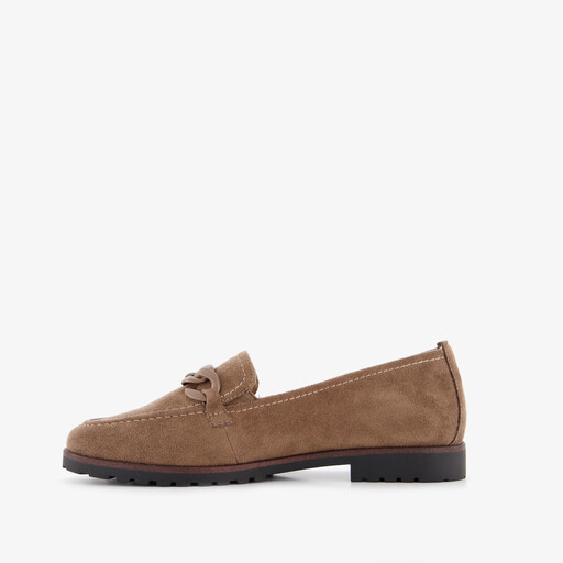 Dames loafers met gesp camel bruin